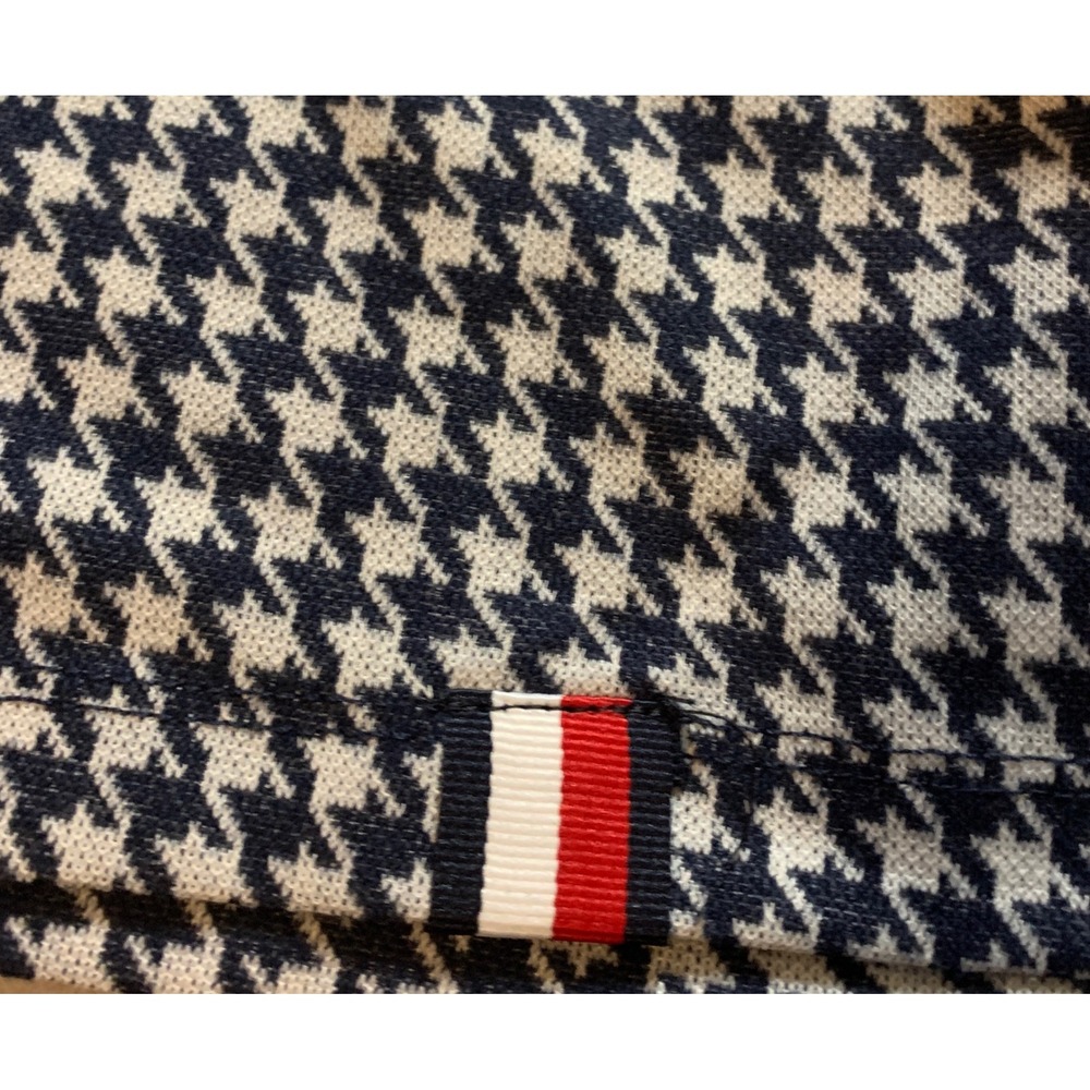 Tommy Hilfiger Houndstooth Dress 3X Gold Buttons 3/4 Sleeve A-Line Navy White - Picture 7 of 8